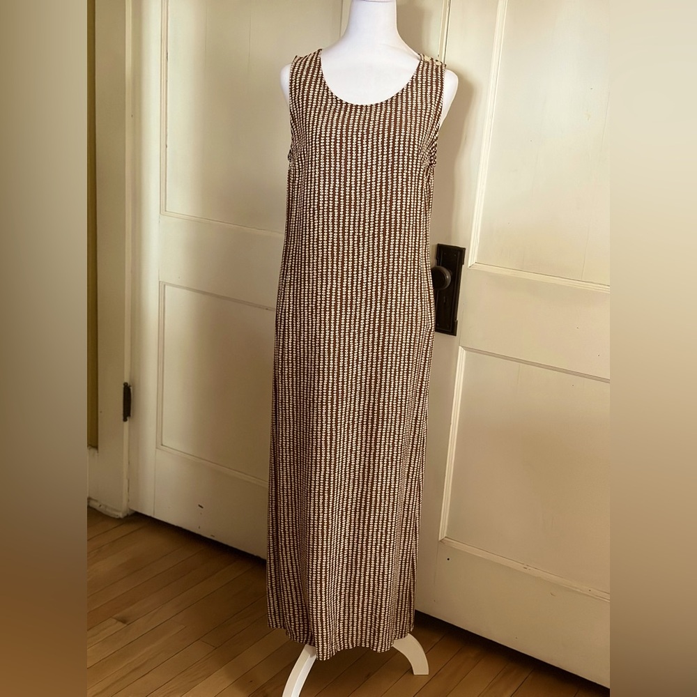 United Colors of Benetton Womens Shift maxi Dress Brown polka dot US M Vintage